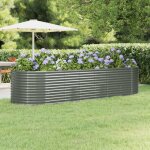 Maison chic - jardinire - balconnire  fleurs acier enduit de poudre 322x100x68 cm gris bv412573 - ...