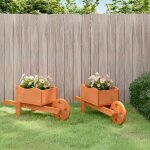 Decdeal - jardinires brouette 2 pcs 47x15x19 cm bois de sapin massif