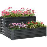 Mh - jardinière carré potager 2 étages tôle d'acier ondulée gris foncé Mh - jardinière carré potager 2 étages tôle d'acier ondulée gris foncé