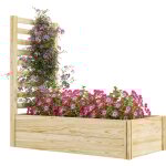Outsunny - jardinire carr potager en bois avec treillis dim. 230l x 60l x 110h cm bois sapin naturel ...
