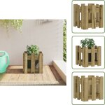 Jardini�re avec design de cl�ture 30x30x30 cm pin impr�gn� - jardinier - pots de fleurs - d�coration ...