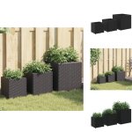 Vidaxl - jardini�res d'ext�rieur 3 pcs noir r�sine tress�e - jardiniere exterieure - pot de fleurs ext�rieur ...