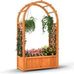 Jardinieres exterieur en bois sapin, jardiniere treillis sur�lev�e en arc avec doublure et syst�me de ...