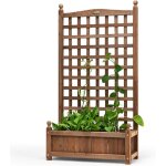 Jardinieres exterieur Élevée avec treillis, jardiniere balcon en bois de sapin avec treillage, trous ... Jardinieres exterieur Élevée avec treillis, jardiniere balcon en bois de sapin avec treillage, trous ...