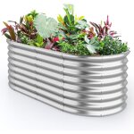 Jardinieres exterieur sur�lev� en m�tal robuste, 165 x 80 x 60 cm, carre potager haut avec plaque ondul�, ...