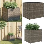 Jardini�re gris 36x30x32 cm r�sine tress�e - jardinieres exterieures - pot de fleurs ext�rieur - jardini�re ...
