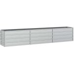 Jardini�re?lit sur�lev� de jardin 240x40x45 cm acier galvanis� argent� cfw14223