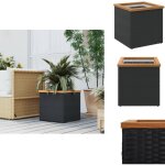 Vidaxl - jardinire noir 40x40x40 cm rsine tresse - jardinier noire - pot de fleurs exterieur - jardinerie ...