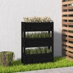 Jardinire noir 77x25x104, 5 cm bois massif de pin - jardinier noire - jardinire bois - pot plante extrieur ...