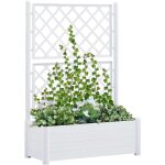 Design in - jardini�re, pot de fleurs, bac � fleurs avec treillis 100x43x142 cm pp blanc cfw78609