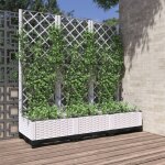 Jardini�re?pot de fleurs?bac � fleurs avec treillis blanc 120x40x121, 5 cm pp cfw24760