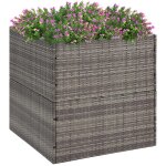 Design in - jardinire pot de fleurs gris 80x80x80 cm rsine tresse cvw76844
