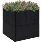 Jardinire pot de fleurs noir 80x80x80 cm rsine tresse cvw67572