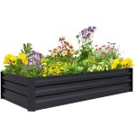 Jardini�re rectangulaire potager de jardin bac � fleurs en acier avec bordure de s�curit� et fond ouvert ...