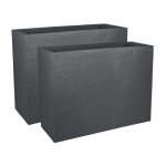 Eda - jardinière rectangulaire volcania apparence pierre 46l - lot de 2 Eda - jardinière rectangulaire volcania apparence pierre 46l - lot de 2