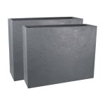 Eda - jardini�re rectangulaire volcania apparence pierre 63l - lot de 2