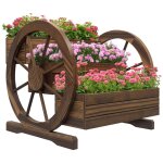 Jardini�re sur pieds - outsunny - 3 �tages - style rustique chic avec 2 roues charrette trous de drainage ...