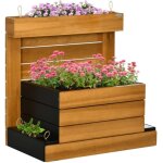 Jardini�re sur�lev�e en bois 80 cm avec 4 bacs, arrosage automatique et voile - balconni�re potager carr� ...