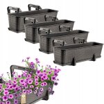 Jardinire suspendue extrieure 60 cm, balconnire en plastique aspect rotin avec supports de fixation ...