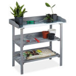Jardiniere table bois gris