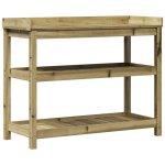 Jardini�re?table de rempotage avec �tag�res 108x45x86, 5 cm bois massif pin cfw85169