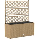 Outsunny - jardinière avec treillis dim. 84l x 30l x 107h cm 3 bacs inserts d'irrigation inclus pe imitation ... Outsunny - jardinière avec treillis dim. 84l x 30l x 107h cm 3 bacs inserts d'irrigation inclus pe imitation ...