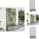 Vidaxl - jardinire avec treillis gris bois massif de sapin - jardinier - pot de fleurs - plante grimpante ...