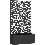 Jardinière treillis haut design graphique feuilles - 61 x 23 x 113 cm - métal thermolaqué noir Jardinière treillis haut design graphique feuilles - 61 x 23 x 113 cm - métal thermolaqué noir