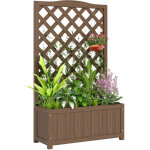 Jardini�re avec treillis - outsunny - pour plantes grimpantes, l�gumes, fleurs, en bois massif - int�rieur ...