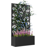 Jardini�re avec brise - vue paravent treillis - outsunny - bac � fleurs - dim. 61l x 23l x 113h cm