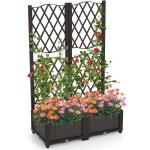 Jardinire avec treillis sur pied, double bac  fleur auto - arrosage en rotin pp avec maille diamant ...