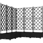 Bac  fleurs avec treillis 5 pcs noir 120 x 120 x 125. 5 cm pp vidaxl