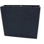 Jardinire xl anthracite aspect rotin - 57 x 49 cm - pot de fleur cube en plastique rectangulaire