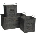 Jardinière en zinc effet faux tiroirs (lot de 3) Jardinière en zinc effet faux tiroirs (lot de 3)