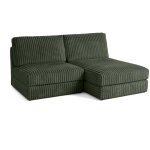 Lisa design - jasper - canap� d'angle modulable 3 places - en fausse fourrure c�tel�e - vert