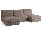 Jasper - canap� panoramique modulable - en fausse fourrure c�tel�e - taupe