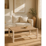 Jaya - table basse branche de teck et corde