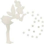 Jeffergarden 3d acrylique miroir stickers muraux bricolage fe toile ange fe petite fille chambre dcor ...