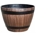 Jeffergarden baril en bois d'imitation pot de fleur en rsine pp baril de plantation en bois imit