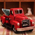 Jeffergarden camion rouge vintage avec mini dcoration de sapin de nol, modle classique de camionnette ...
