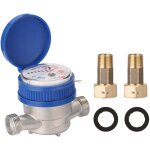 Jeffergarden - compteur d'eau froide 15 mm plastique abs jardin maison d�bit d'eau compteur de mesure ...