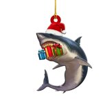 Jeffergarden d�corations de nol pendentif famille requin en bois, d�corations suspendues mignonnes et ...