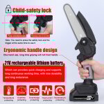 Jeffergarden scie d'�lagage �lectrique portable 21 v 6 pouces, petite scie � cha�ne avec moteur � balais, ...