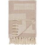 Jet� de canap� beige & brun � franges - 130x180 fallon