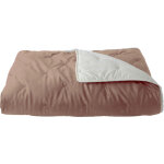 Jet� de lit r�versible en velours et microfibre taupe 150x200 cm