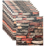 Jeu de 10 panneaux muraux 3d, auto collants, 3d imperm�able � l?eau brique mur tatouage, diy rev�tement ...