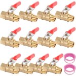 Jeu de 12 mini - valves  bille 1 / 4 pouce, vannes d'arrt en laiton avec poigne rouge, 2 rouleaux ...