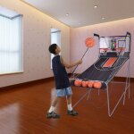 Design in - jeu d'arcade de basketball panier compteur acier 202x107x205cm blanc noir