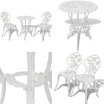 Ensemble de bistro 3 pcs aluminium coul blanc - ensemble de bistro - salon de jardin - meubles de jardin ...
