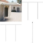 Jeu de poteaux d'auvent blanc 300x245 cm fer - poteau d'auvent - support d'auvent - auvent - parasol ...